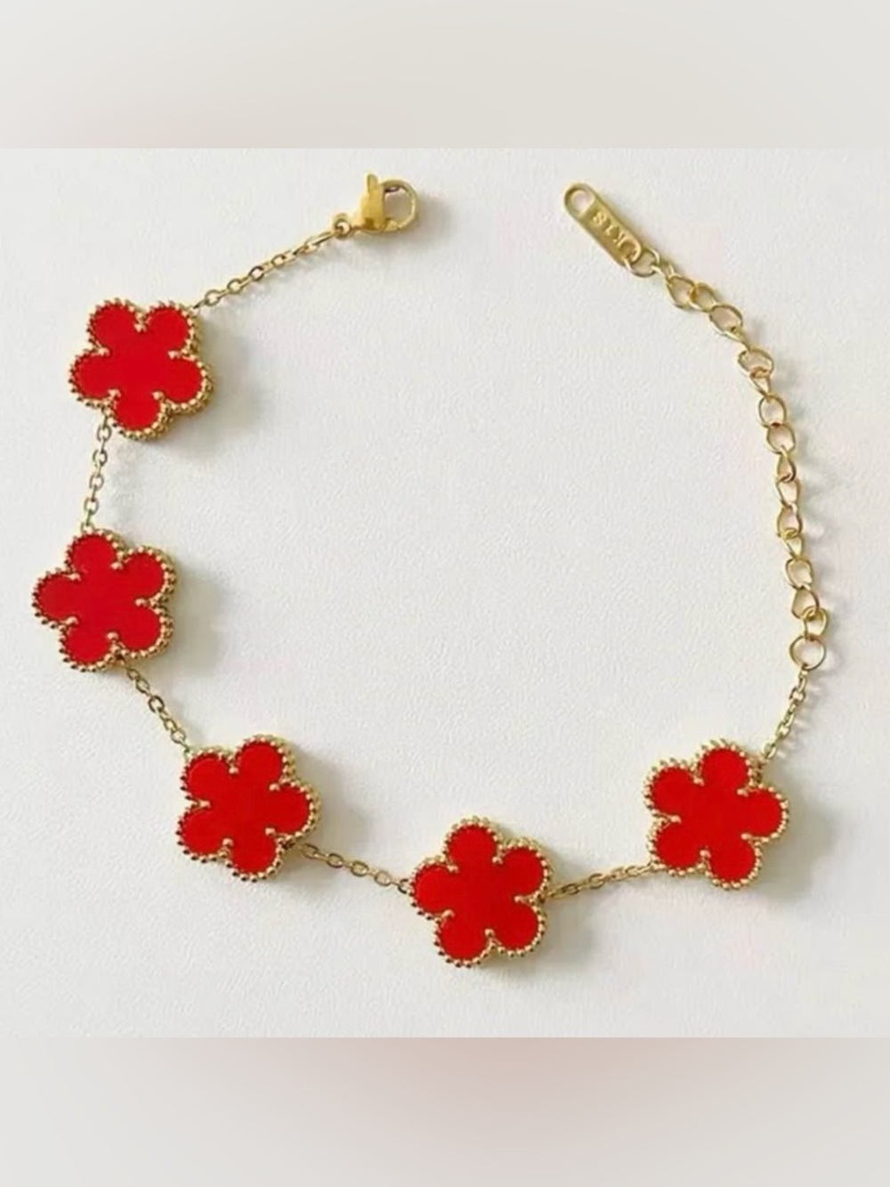18K Gold-Plated Five Leaf Clovers Bracelet